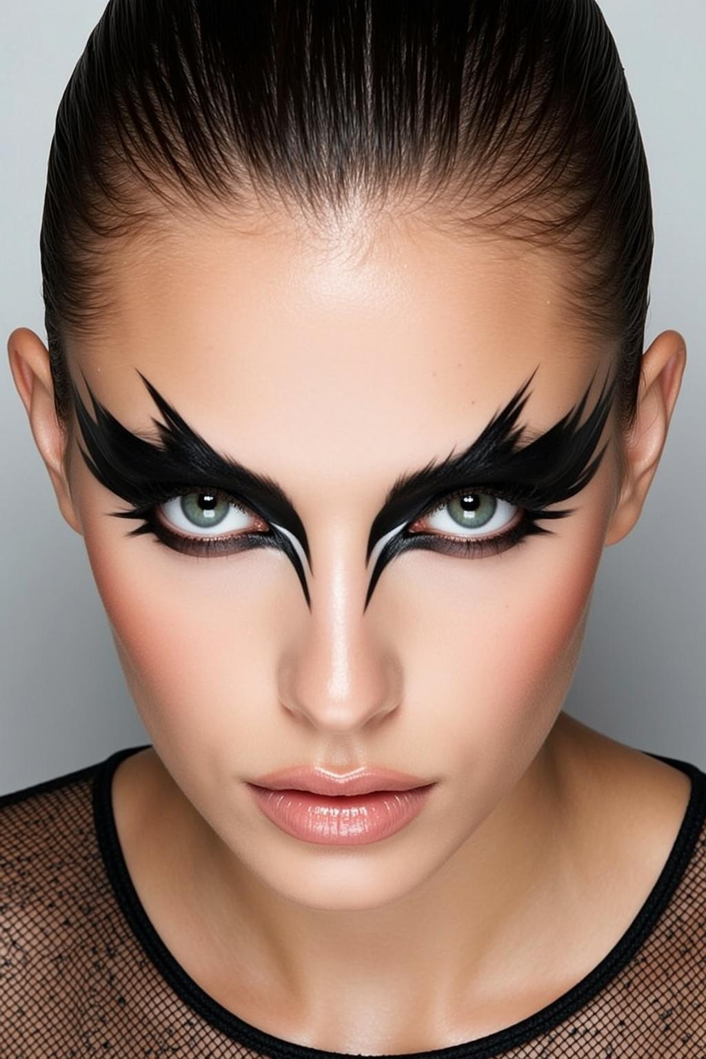 Halloween Makeup Young Pulled Back Wet Dark
