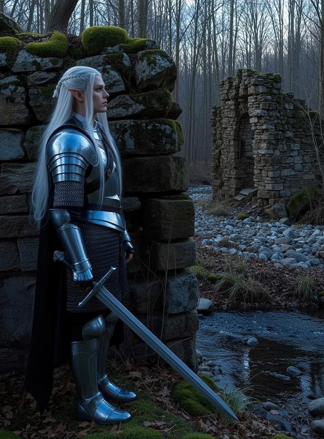 Silver Armor Elf Warrior Portrait