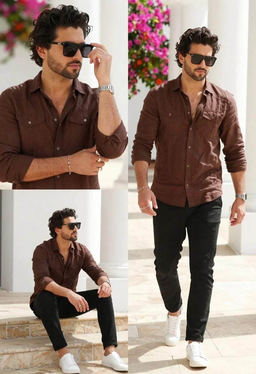 Sunglasses Necklace Bracelets Rings And Wristwatch In Fashion Portrait