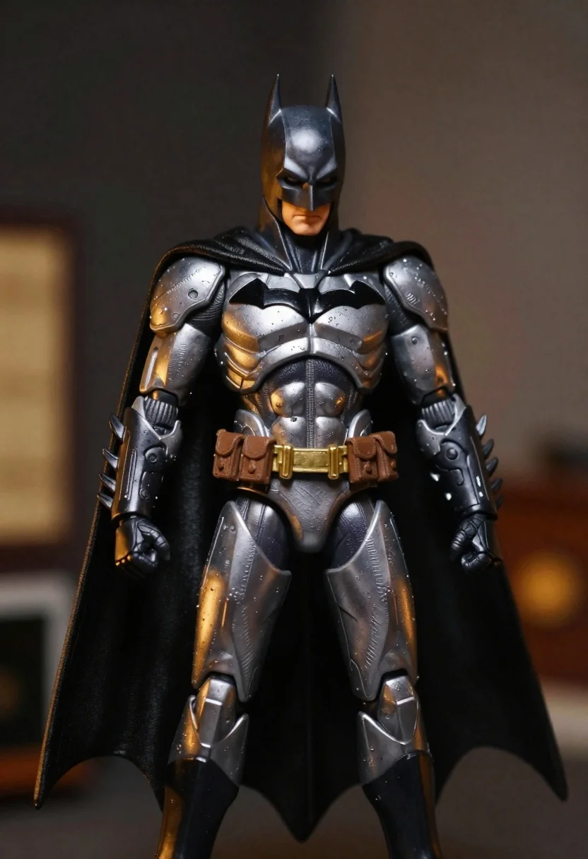 Subject Detailed Action Figure Batman Silver And Gold Armored Suit reference photo