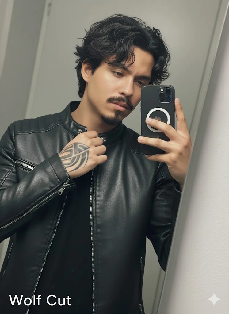 Man Takes Selfie In Leather Jacket