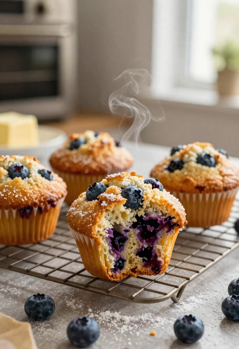 Food Photography Shot Fresh Blueberry Muffins With Domed Bakery Appeal reference photo