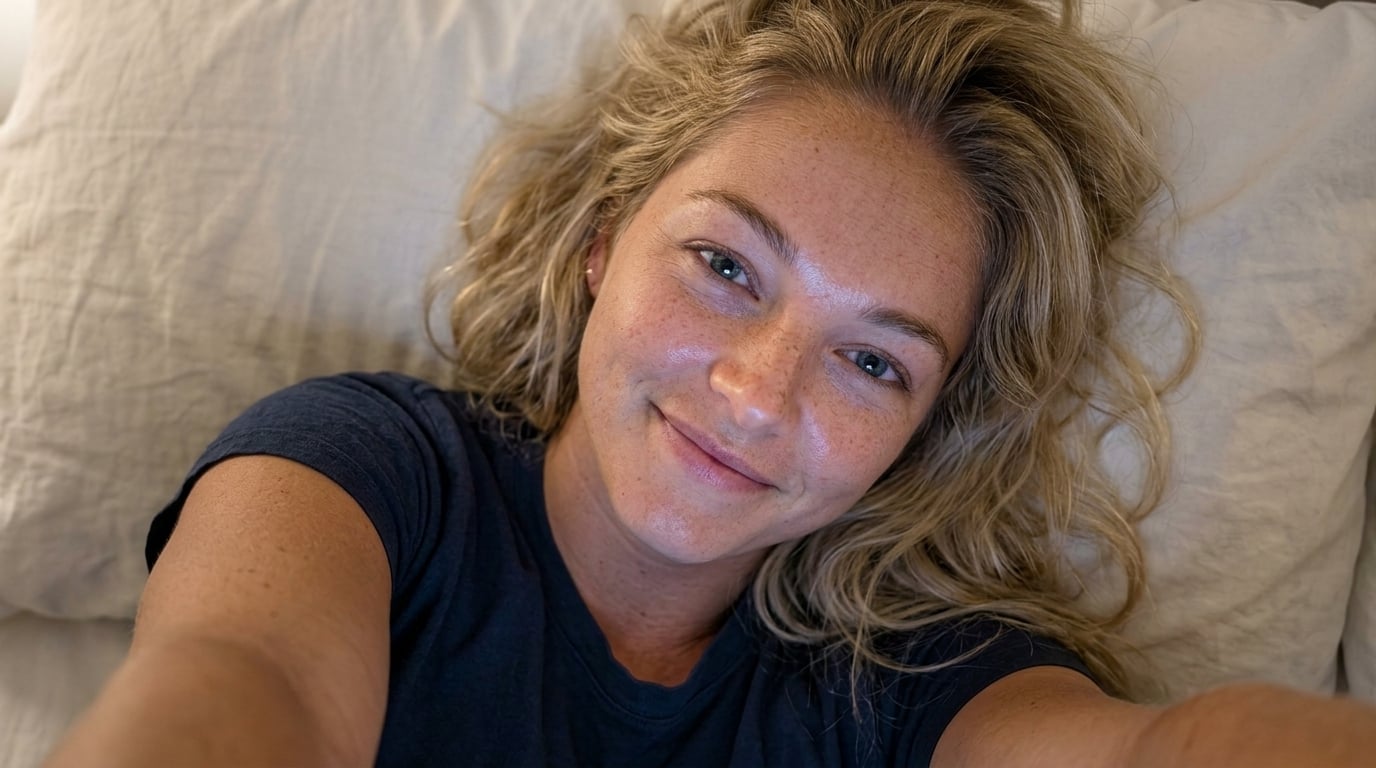 Android Phone Selfie Laying On Bed Night