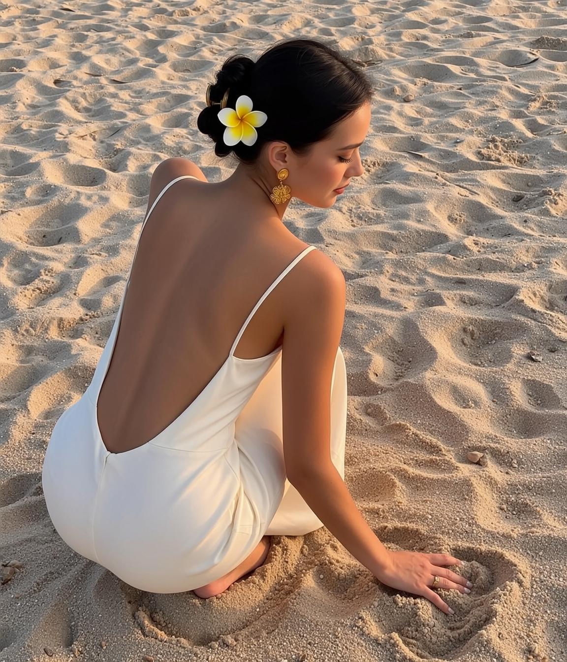 White Dress Heart In Sand