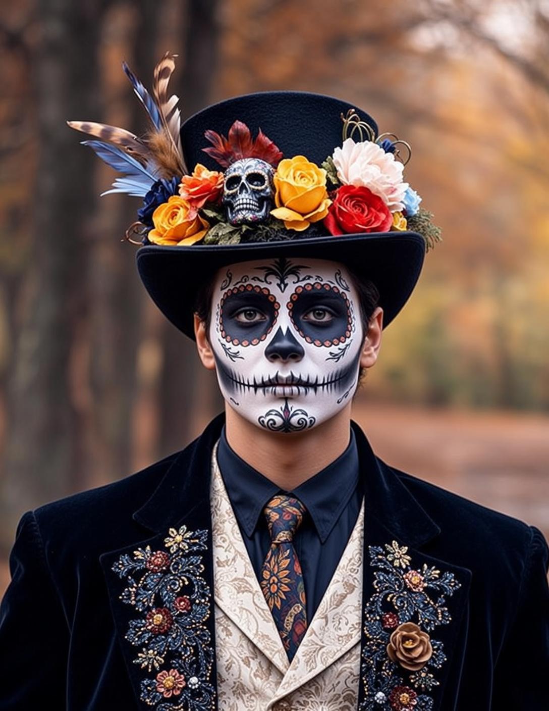 Halloween Makeup Male Short Dark Pale Skull