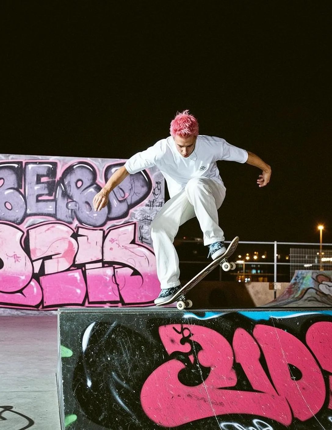 White Skatepark Night Jump