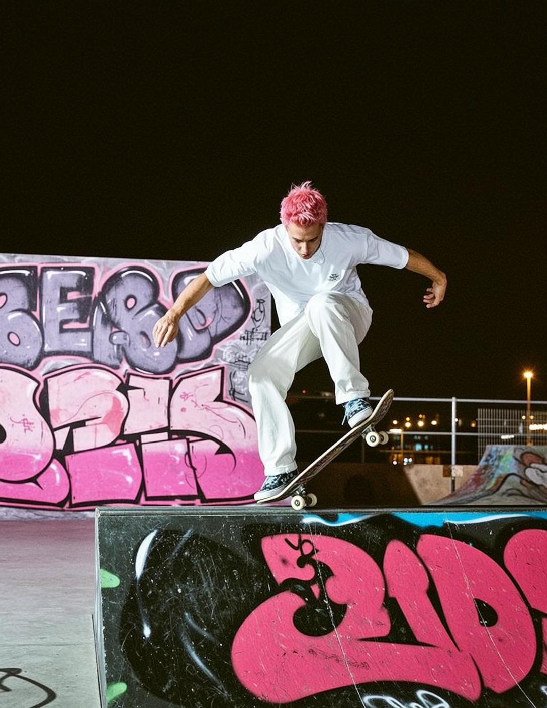White Skatepark Night Jump