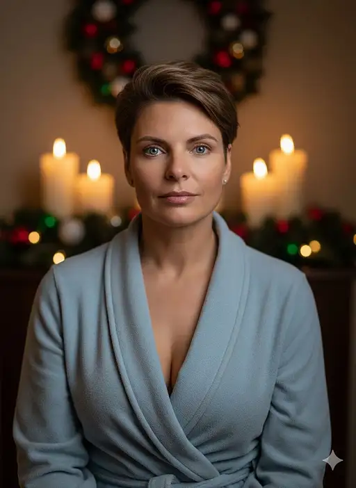 Years Old Woman With Short Brown Hair Centered The Image
