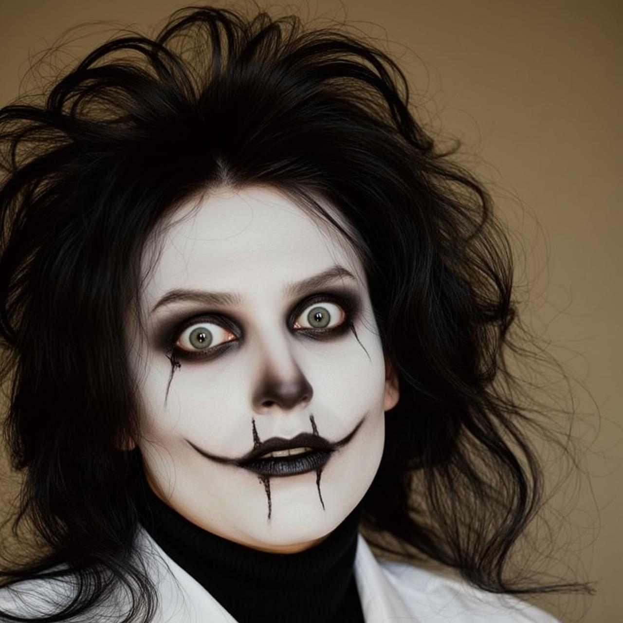 Halloween Makeup Young Long Messy Black Hair