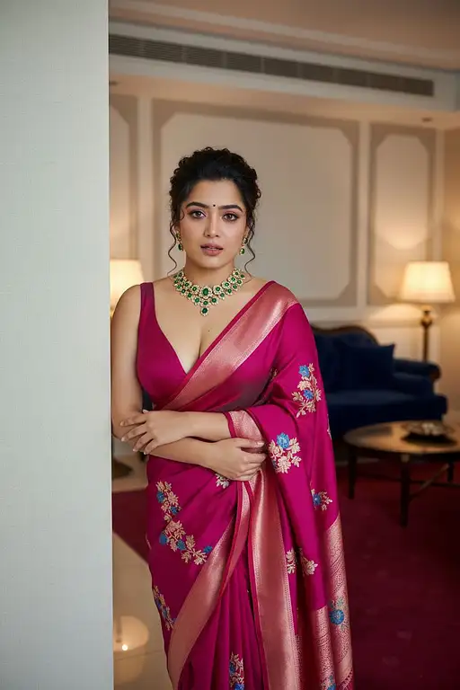 Maroon Carpet Saree Portrait