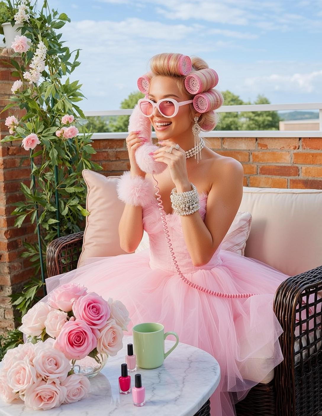 Pink Telephone Patio Portrait