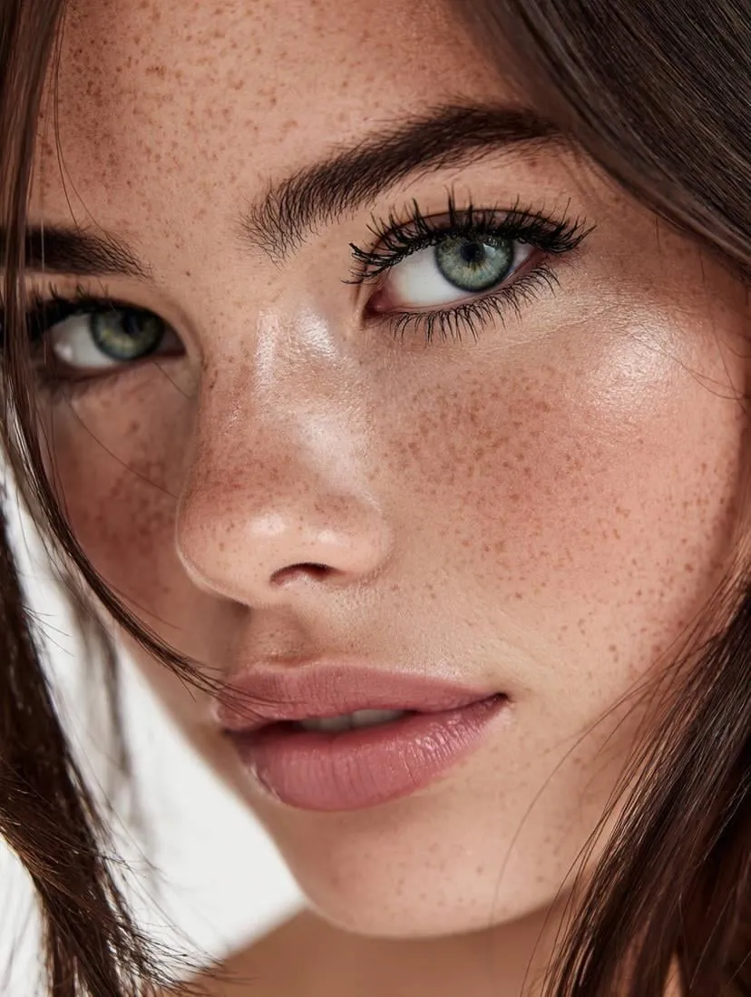 Freckled Face Soft Diffused Lighting Dewy Skin