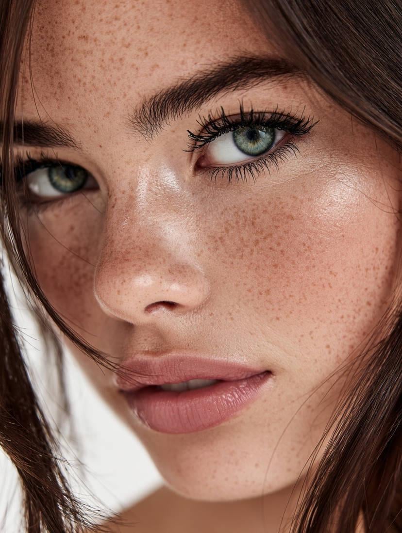 Freckled Face Soft Diffused Lighting Dewy Skin