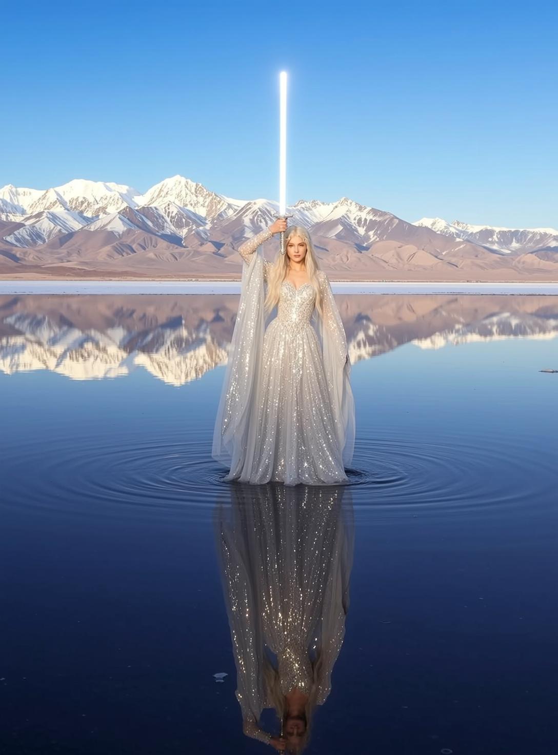 Ethereal Young Long Blonde Fair Sparkly White