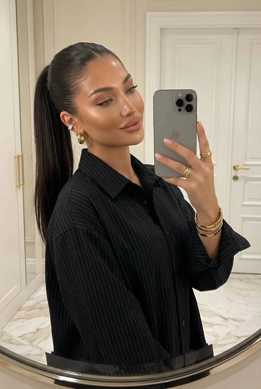 Makeup Earrings Bracelets Rings And Nails In Mirror Selfie