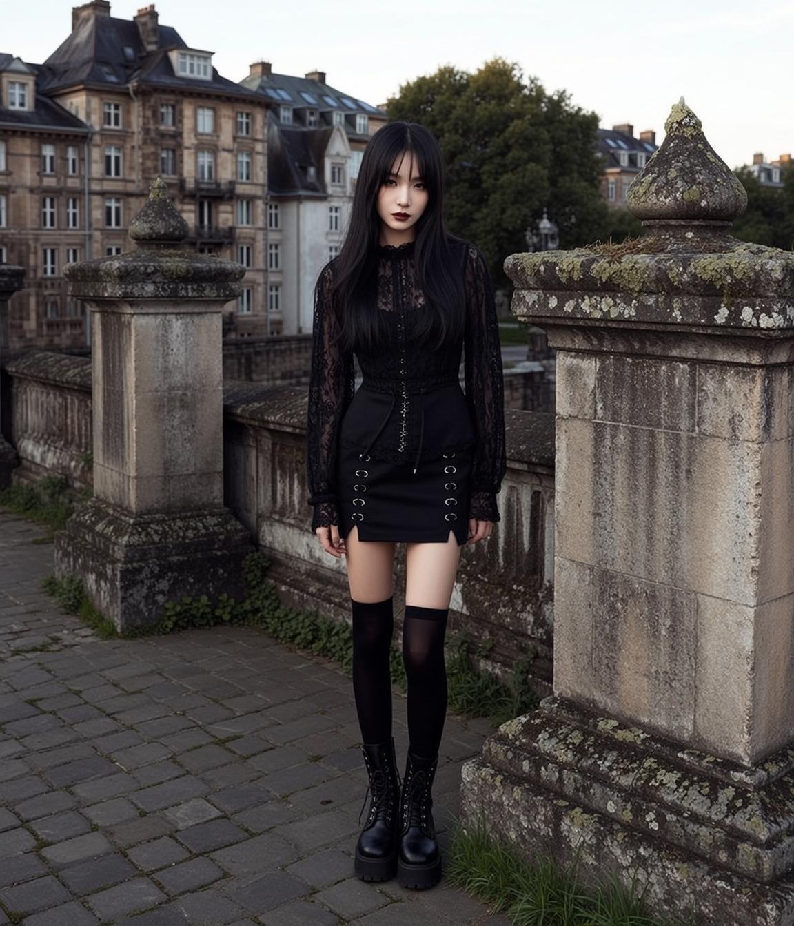 Combat Boots Slit Skirt