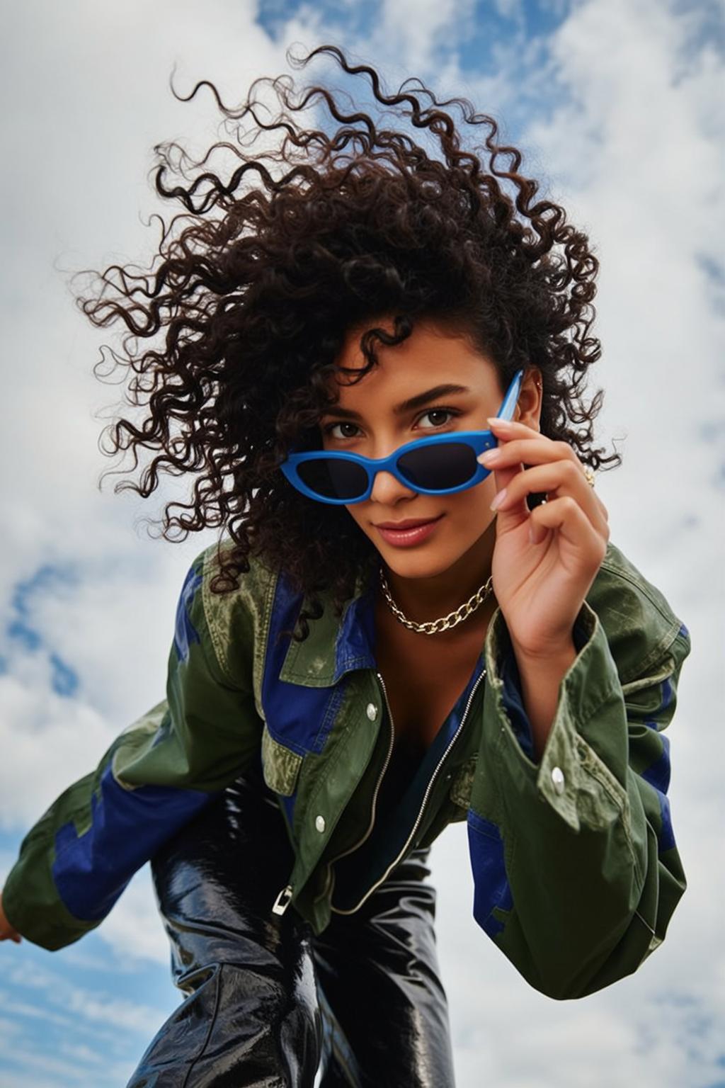 Green Blue Jacket Sunglasses Outdoors