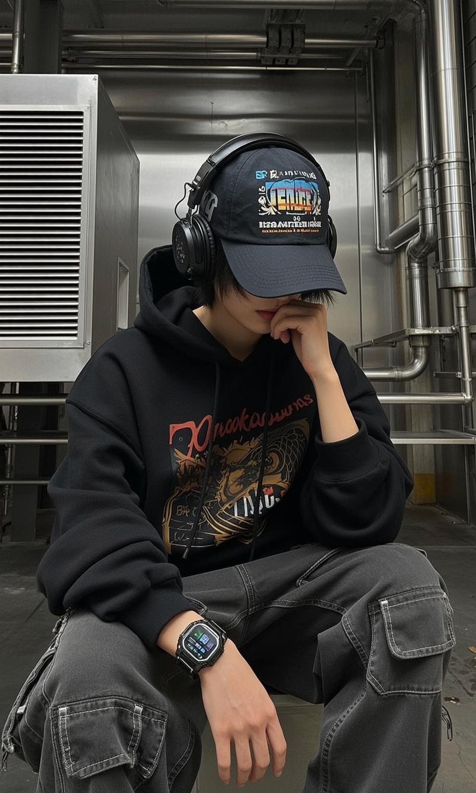 Dragon Hoodie Industrial Mood Look