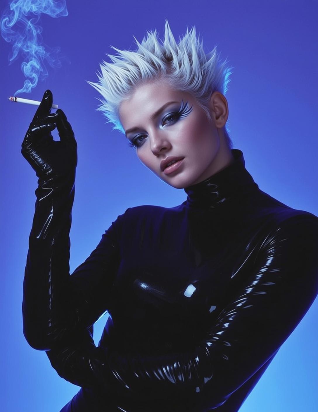 Black Latex Cigarette Pose