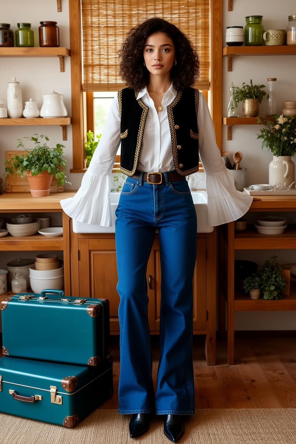 Kitchen Natural Light Teal Suitcases