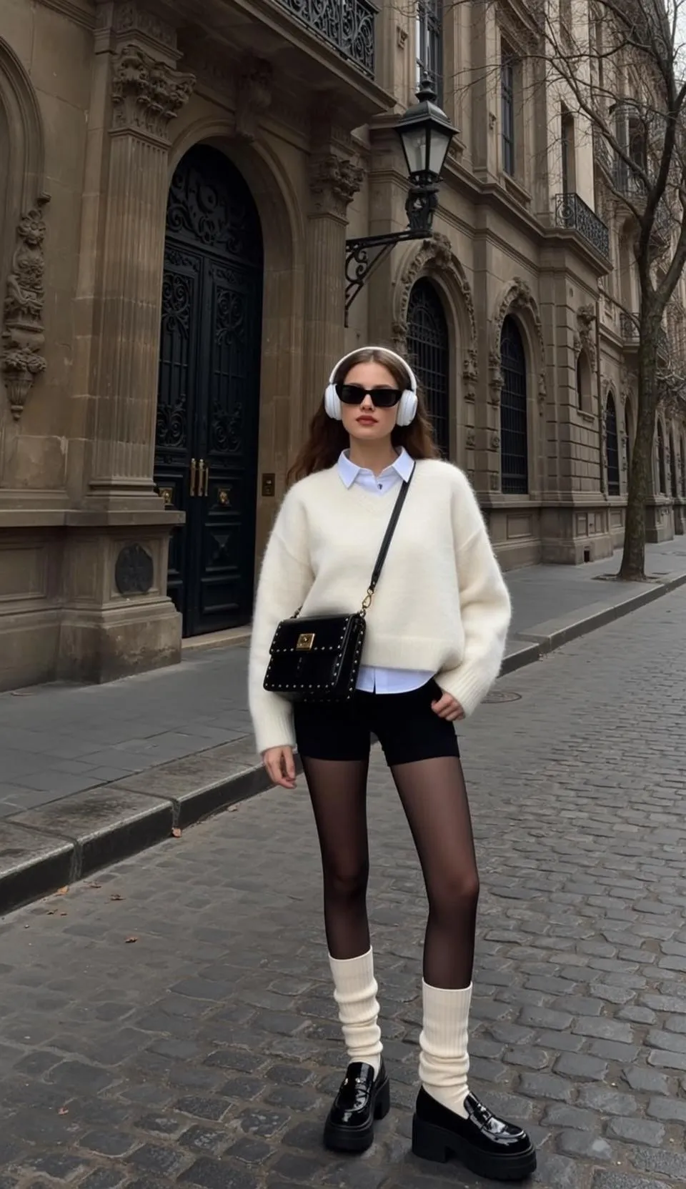Cobblestone Street Cream Sweater Sunglasses