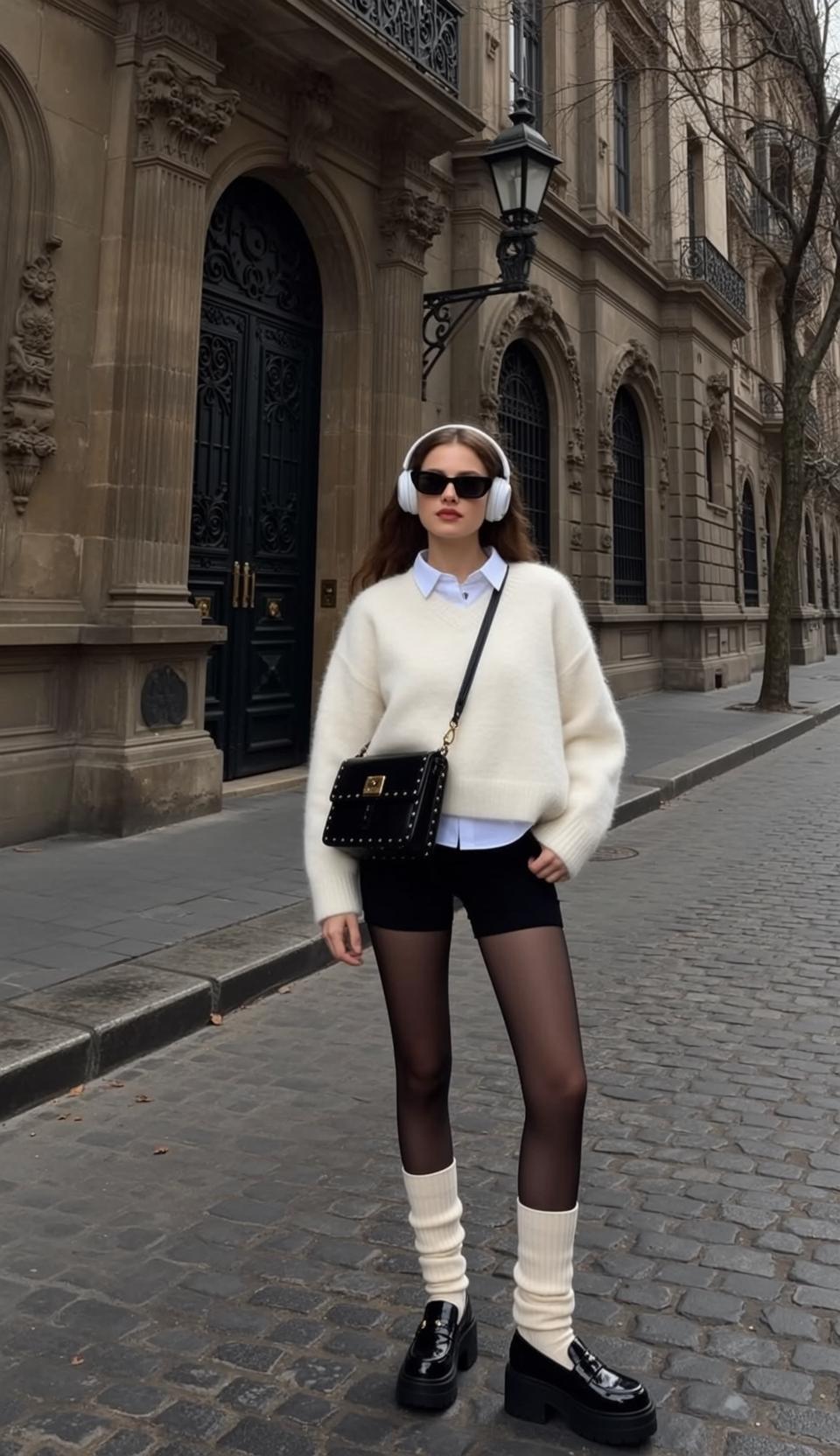 Cobblestone Street Cream Sweater Sunglasses
