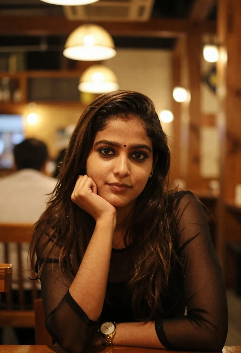 Young Woman With Long Dark Brown Hair And Red Bindi reference photo