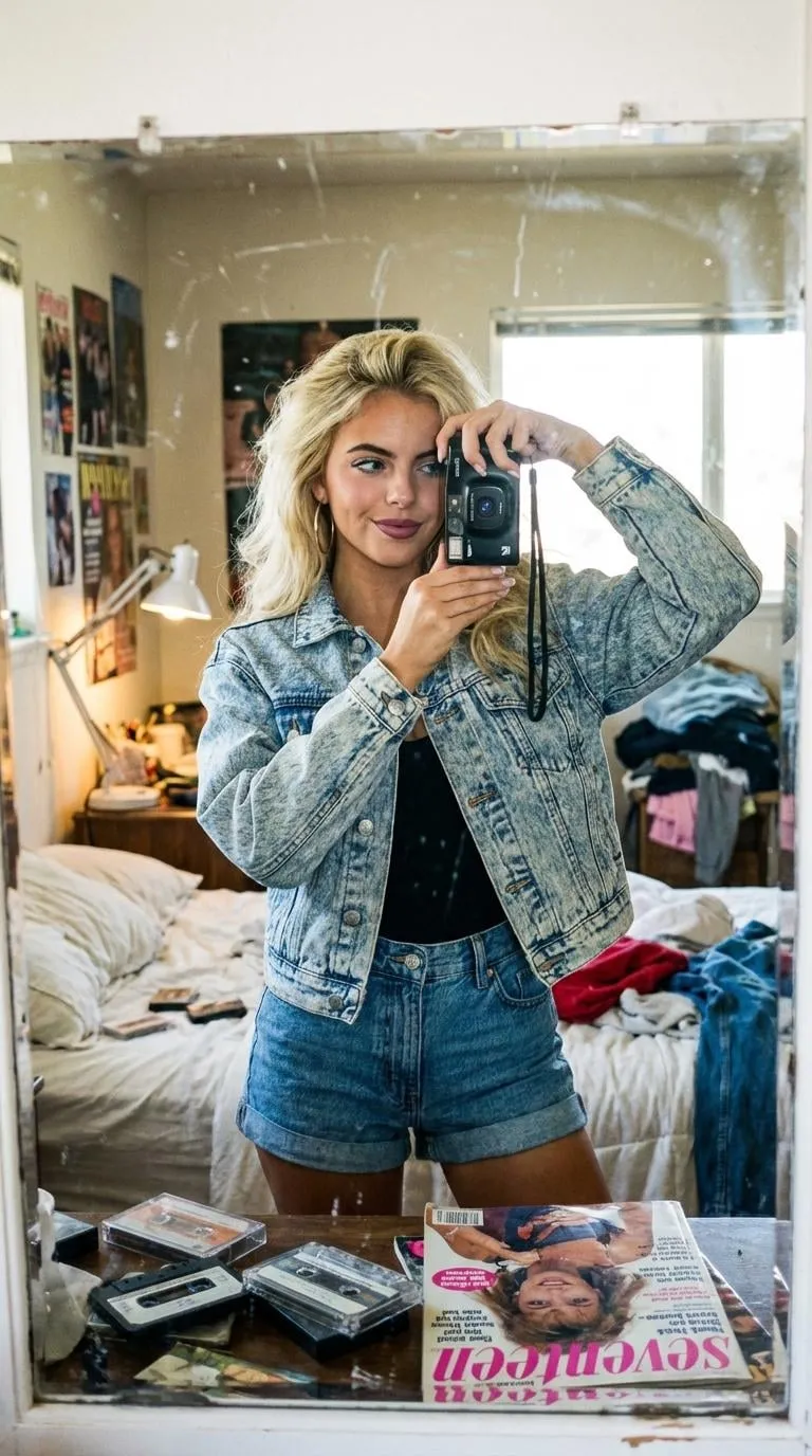 Makeup And Earrings In Mirror Selfie