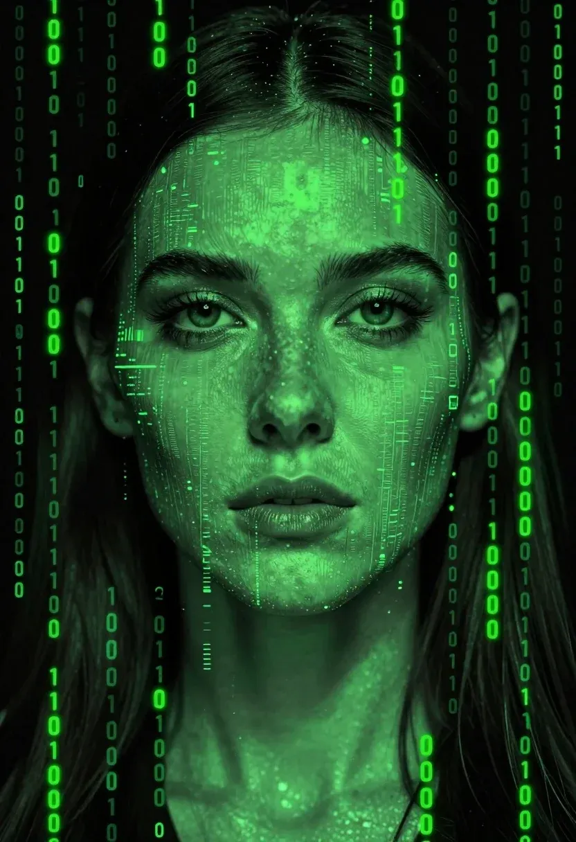 Close-up Portrait Woman Face Where Her Features Are Composed Entirely