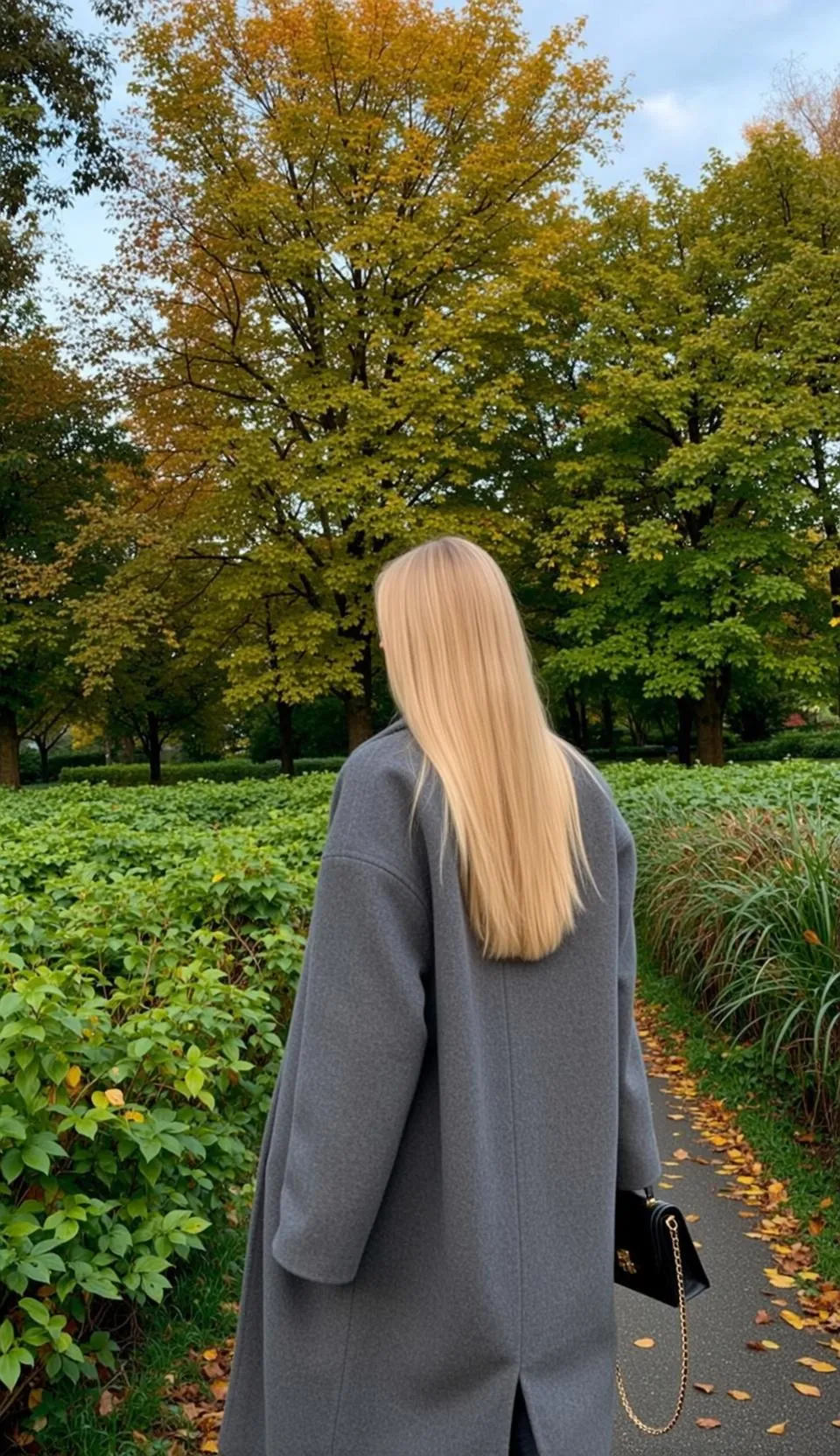 Autumn Long Blonde Fair Grey Coat Black