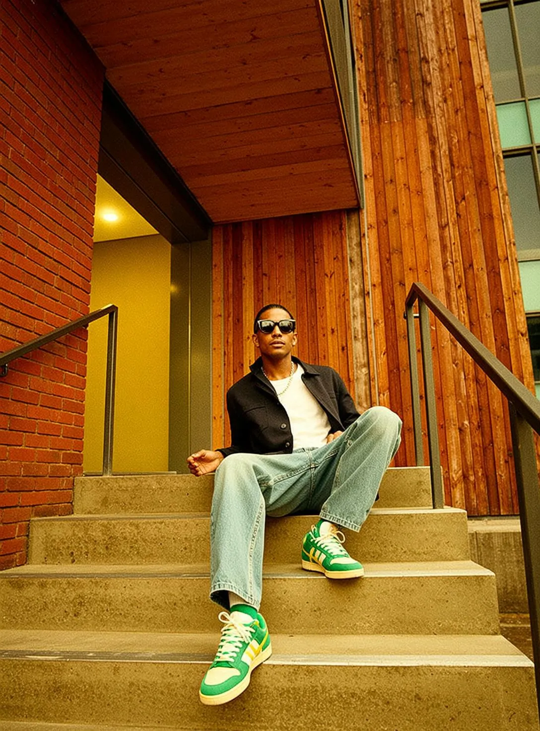 Sunglasses And Necklace On A Staircase