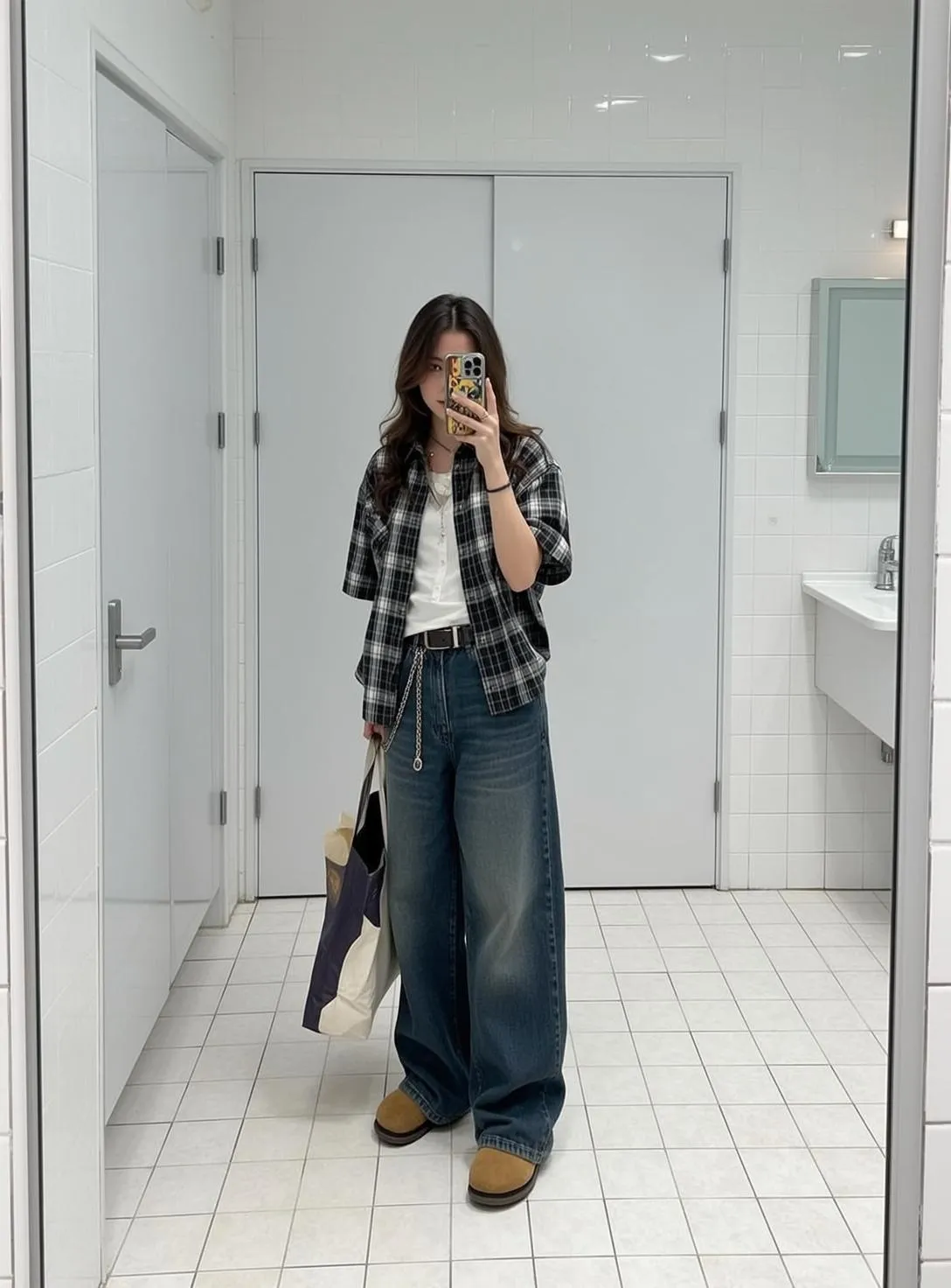 Necklace And Bracelets In Mirror Selfie