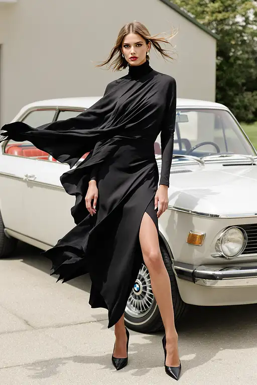 High-fashion Model With Bmw