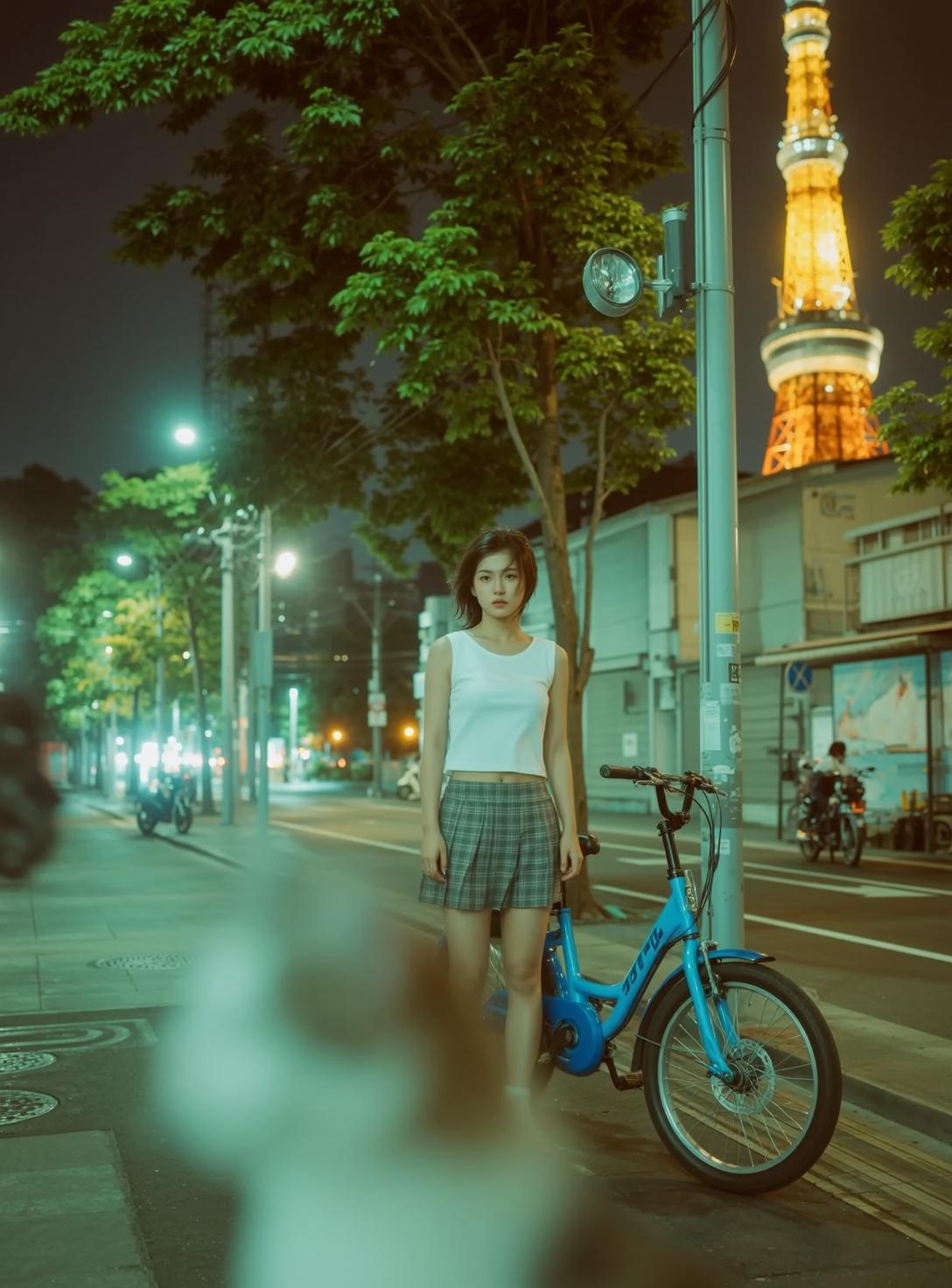 White Crop Top City Street Night