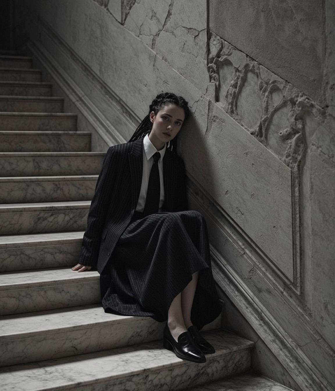 Suit Jacket Stair Portrait