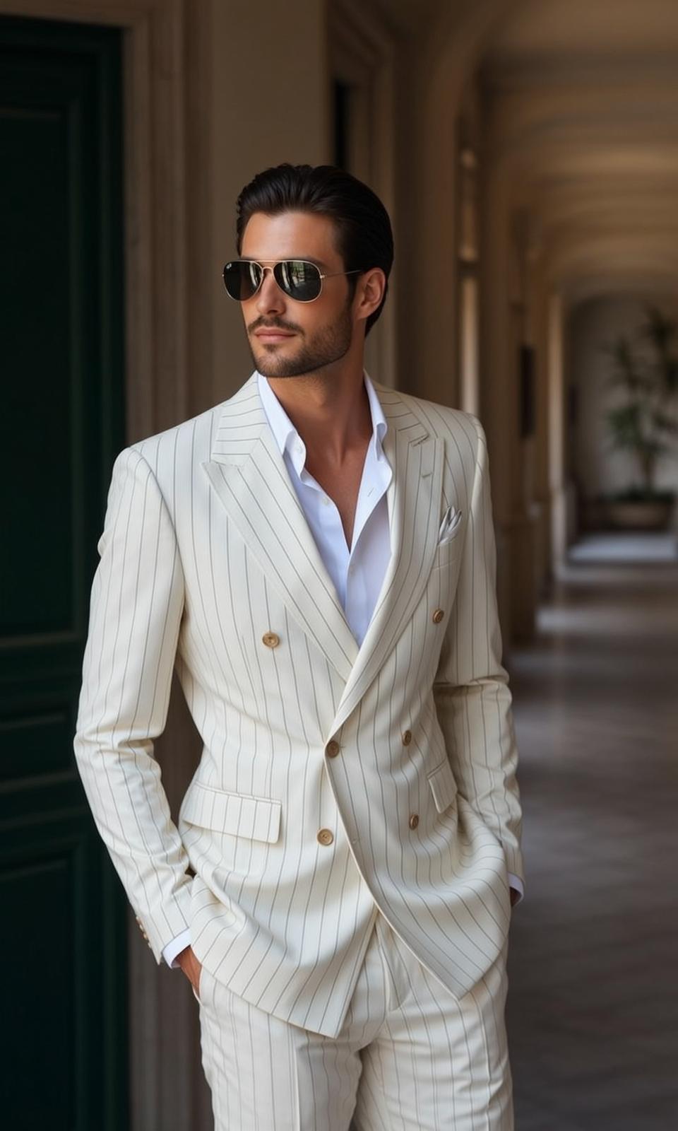 Handsome Dark Slicked Back Light Stubble White