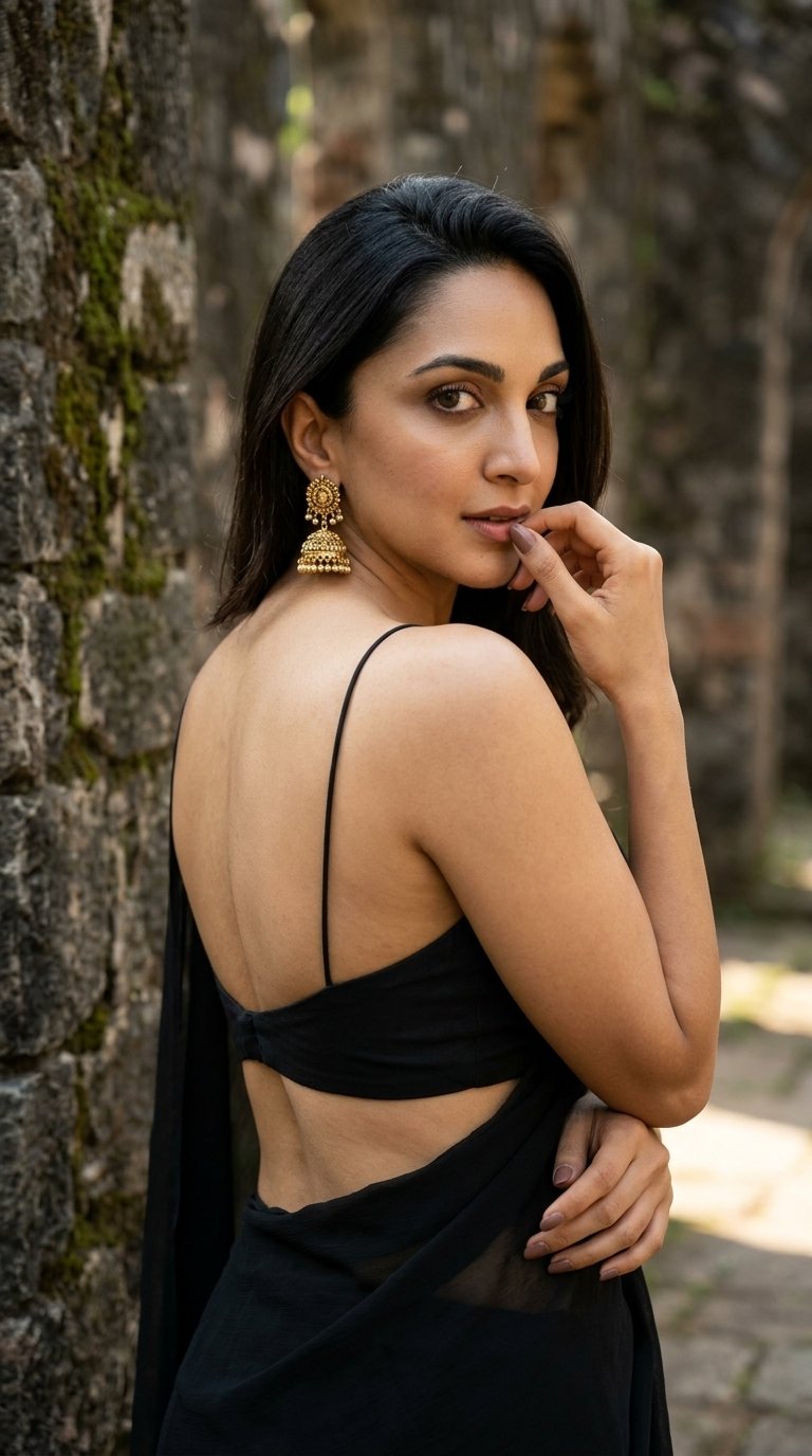 Saree Silk Woman Gold Earrings Stone Wall