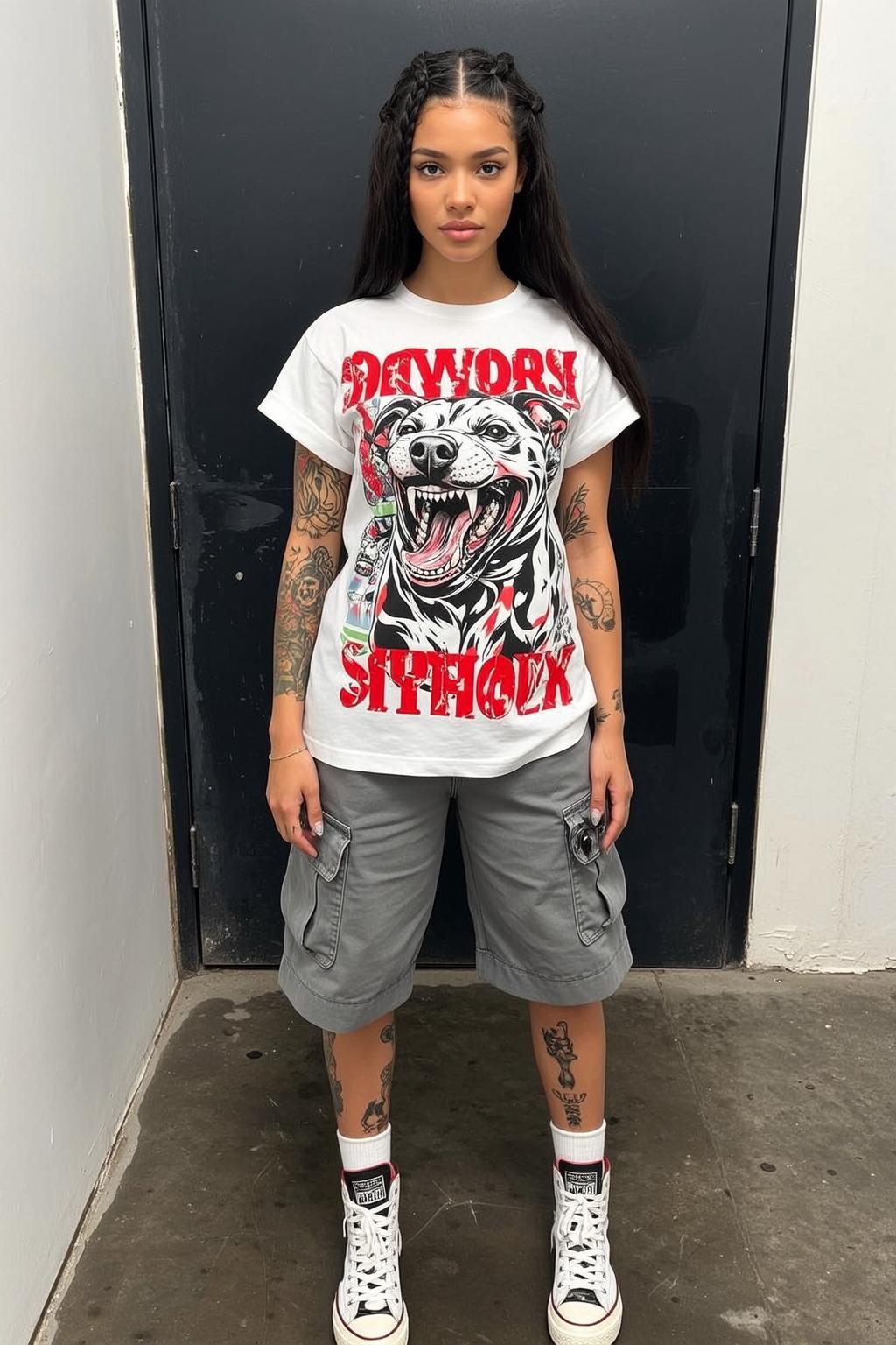 Graphic Tee Cargo Shorts