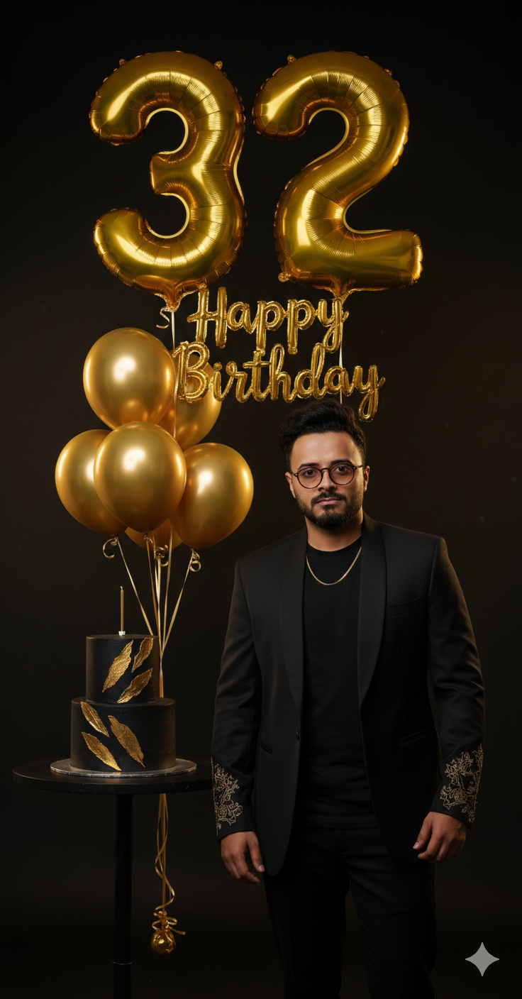 Black Gold Birthday Studio Portrait