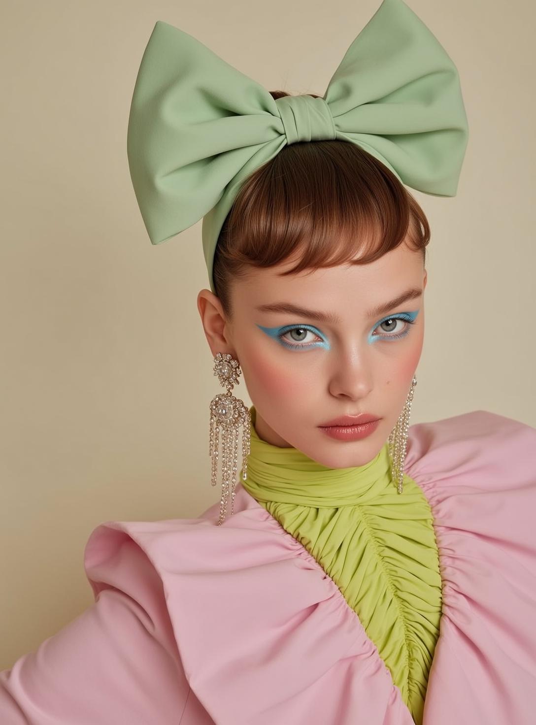 Pink Dress Green Bow