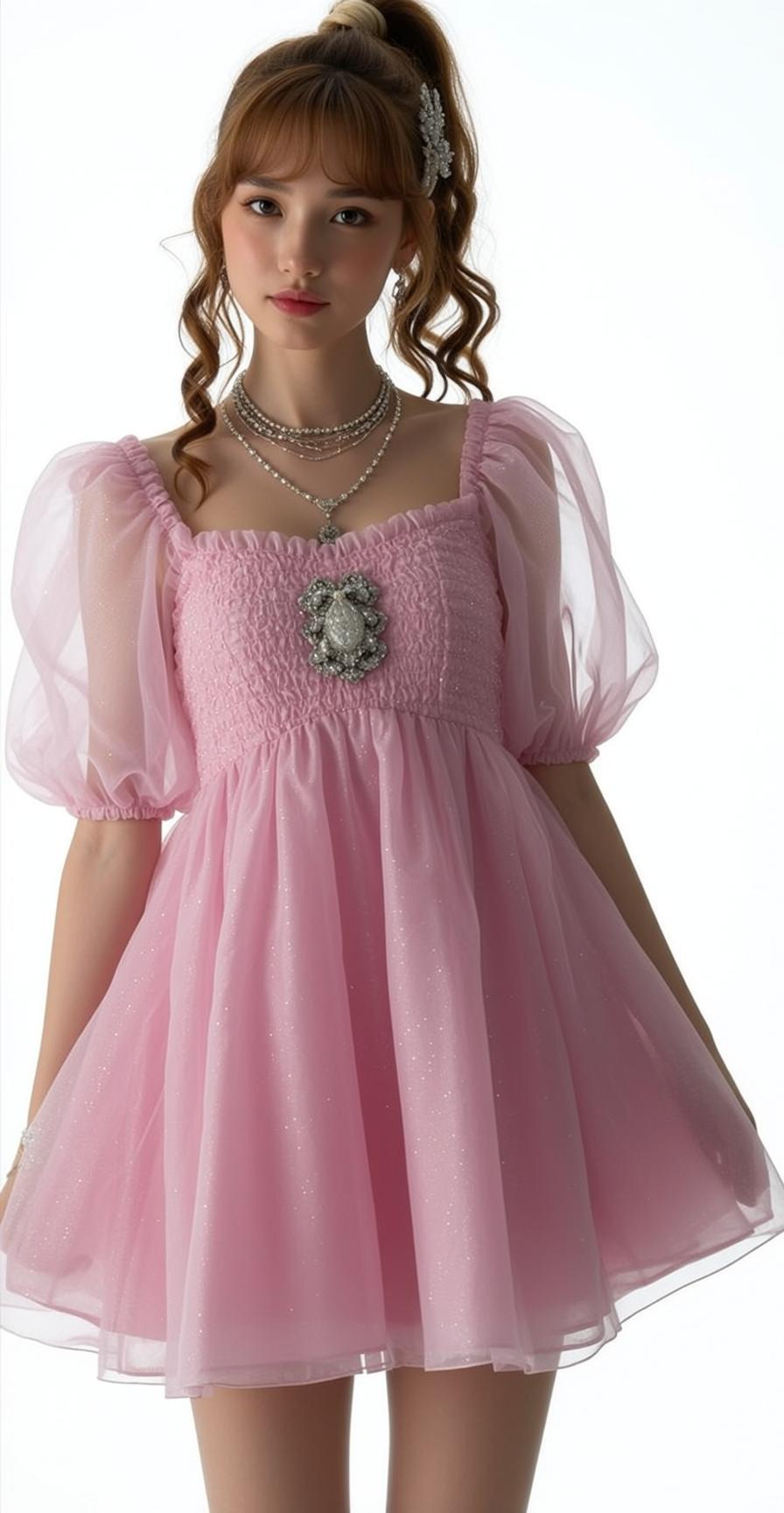 Glitter Pink Tulle White Backdrop