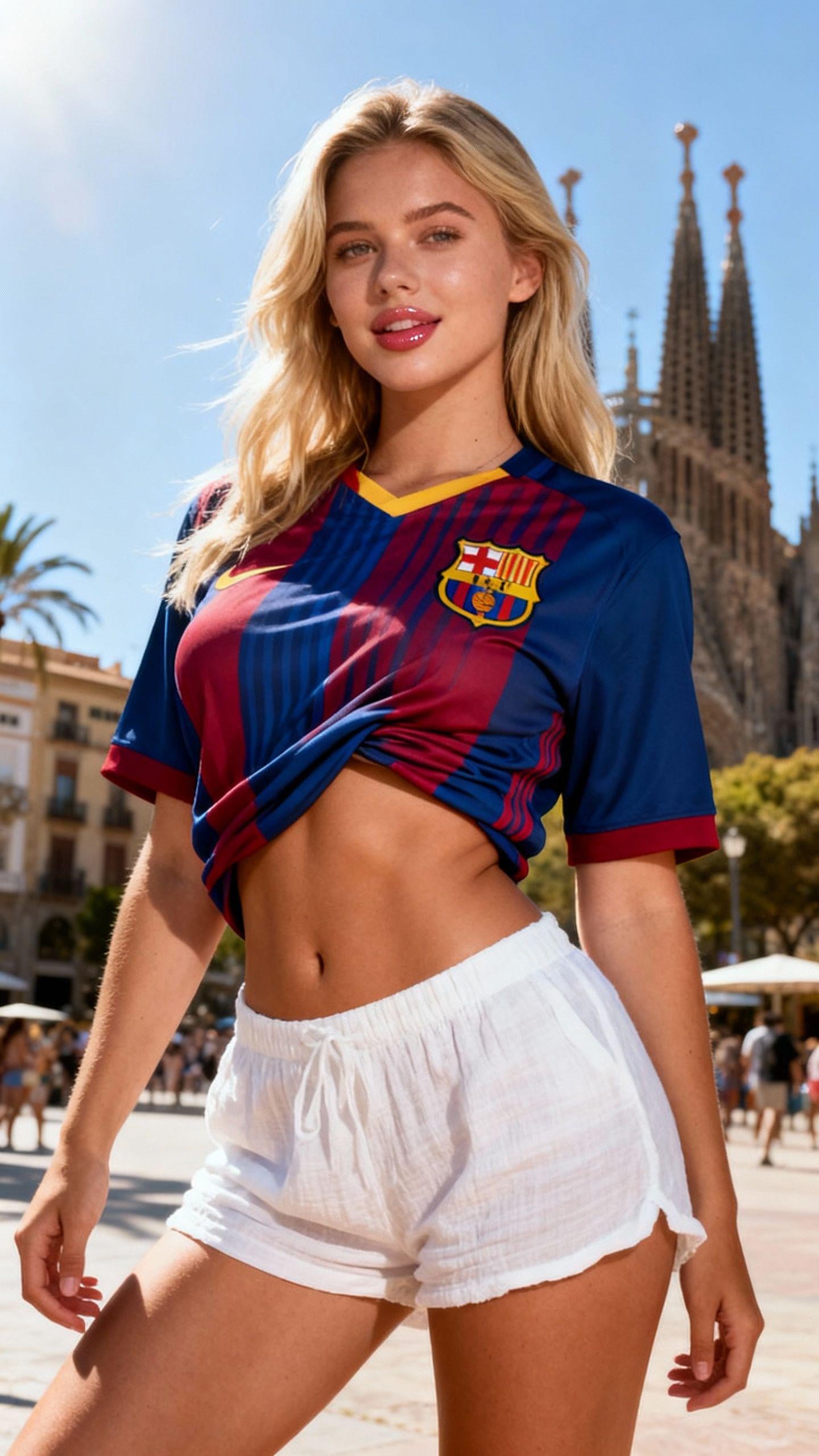 Barcelona Vacation Fc Barcelona Jersey Hotpants Pose