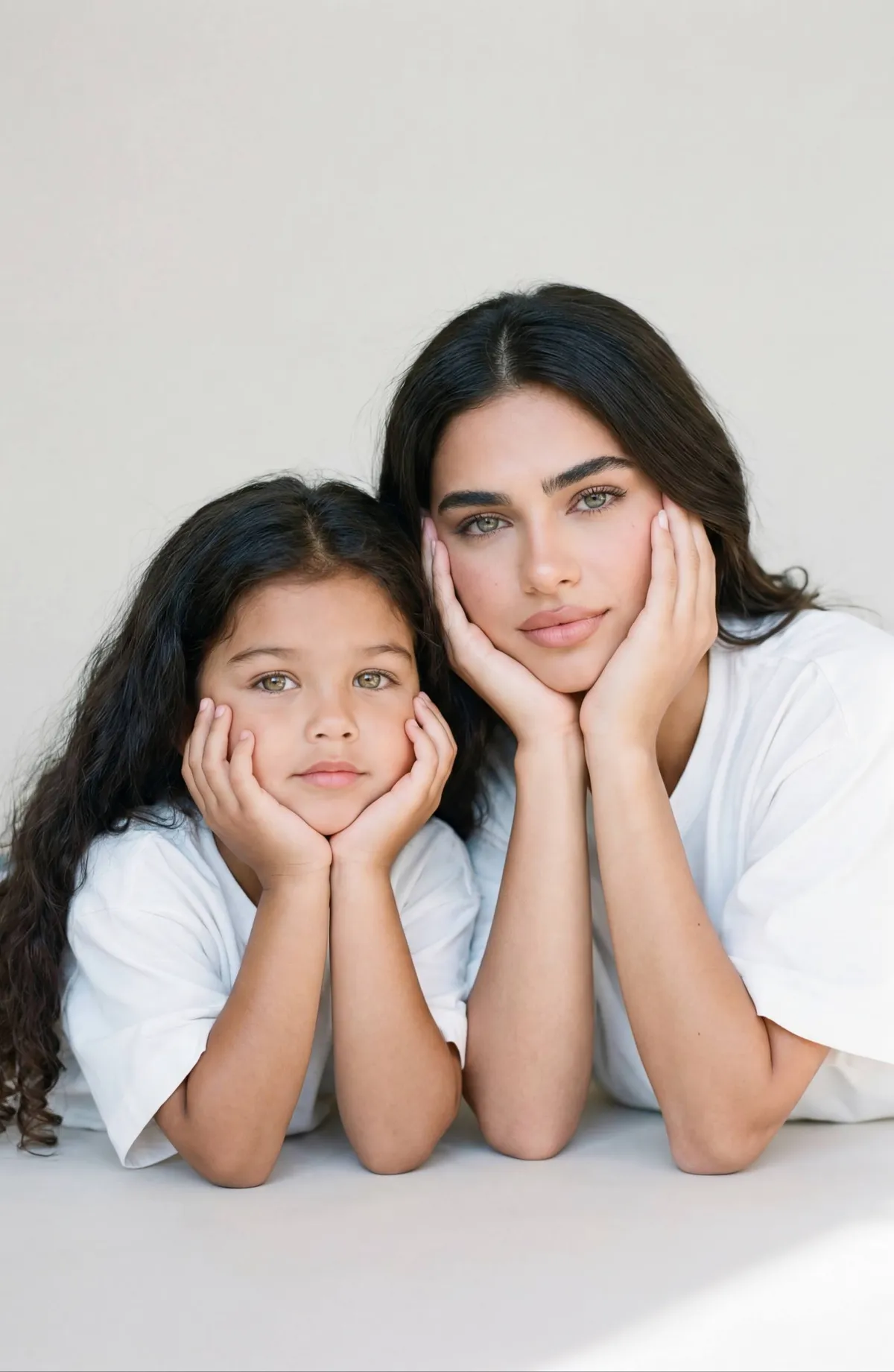 Realistic Mother Daughter Studio Portrait 3 4