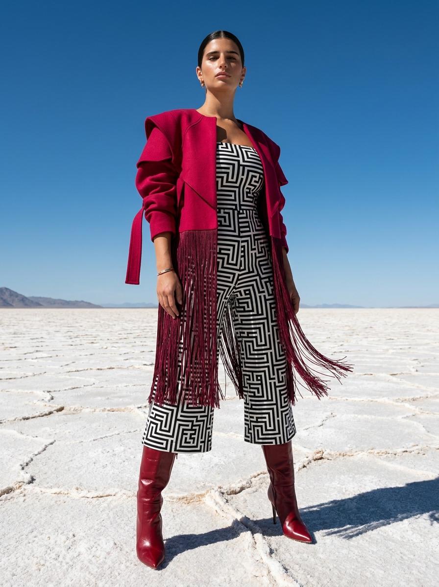 High Fashion Portrait Vast White Salt Flat