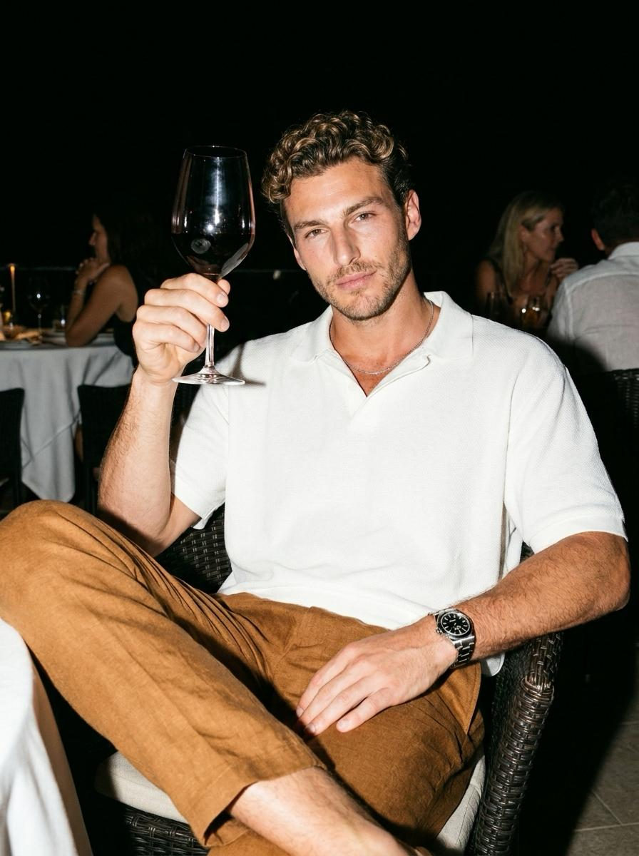 Loose Fitting White Polo Shirt F5f4f1 Made At Restaurant Chair