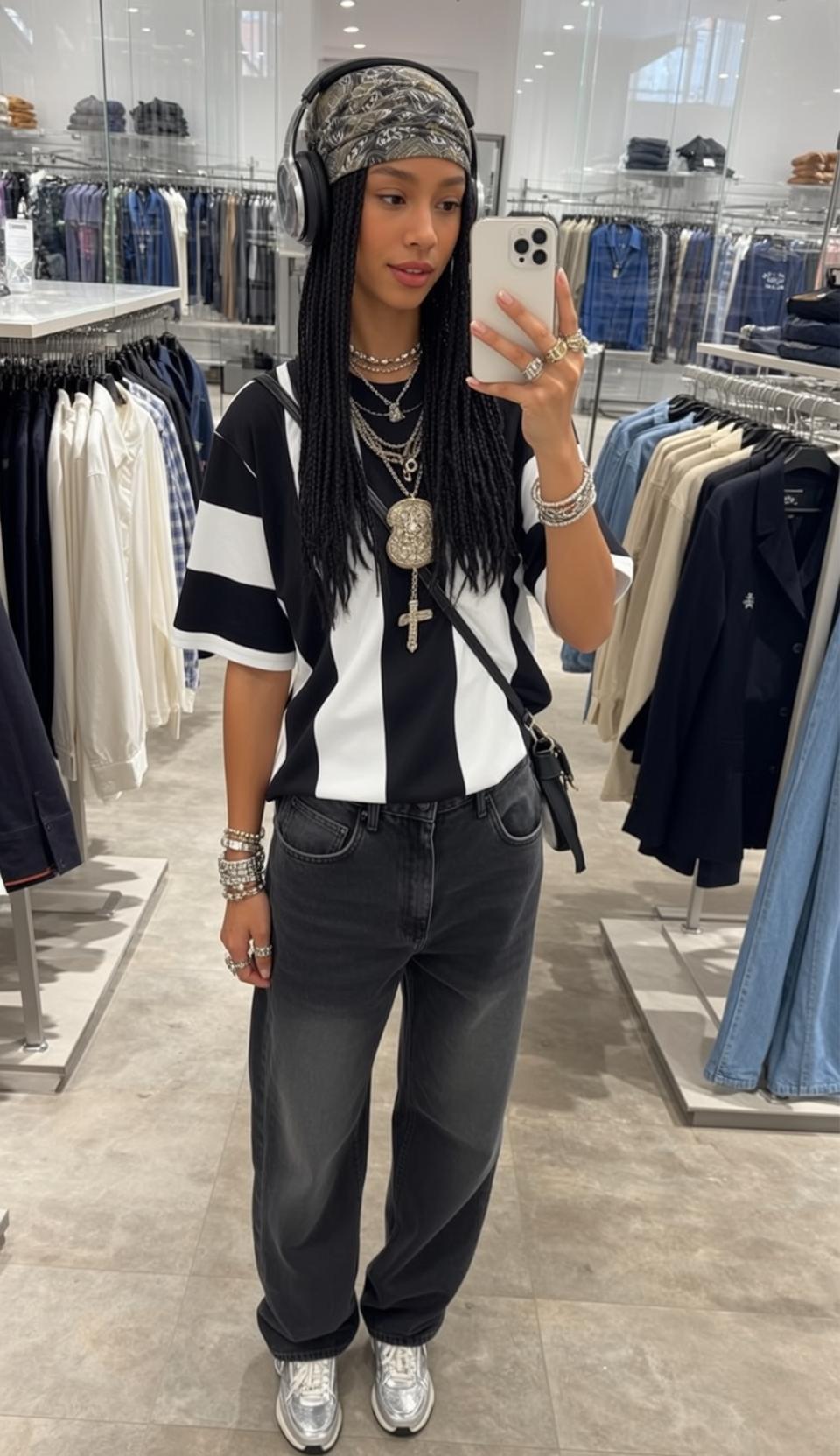 Clothing Store Selfie Silver Jewelry