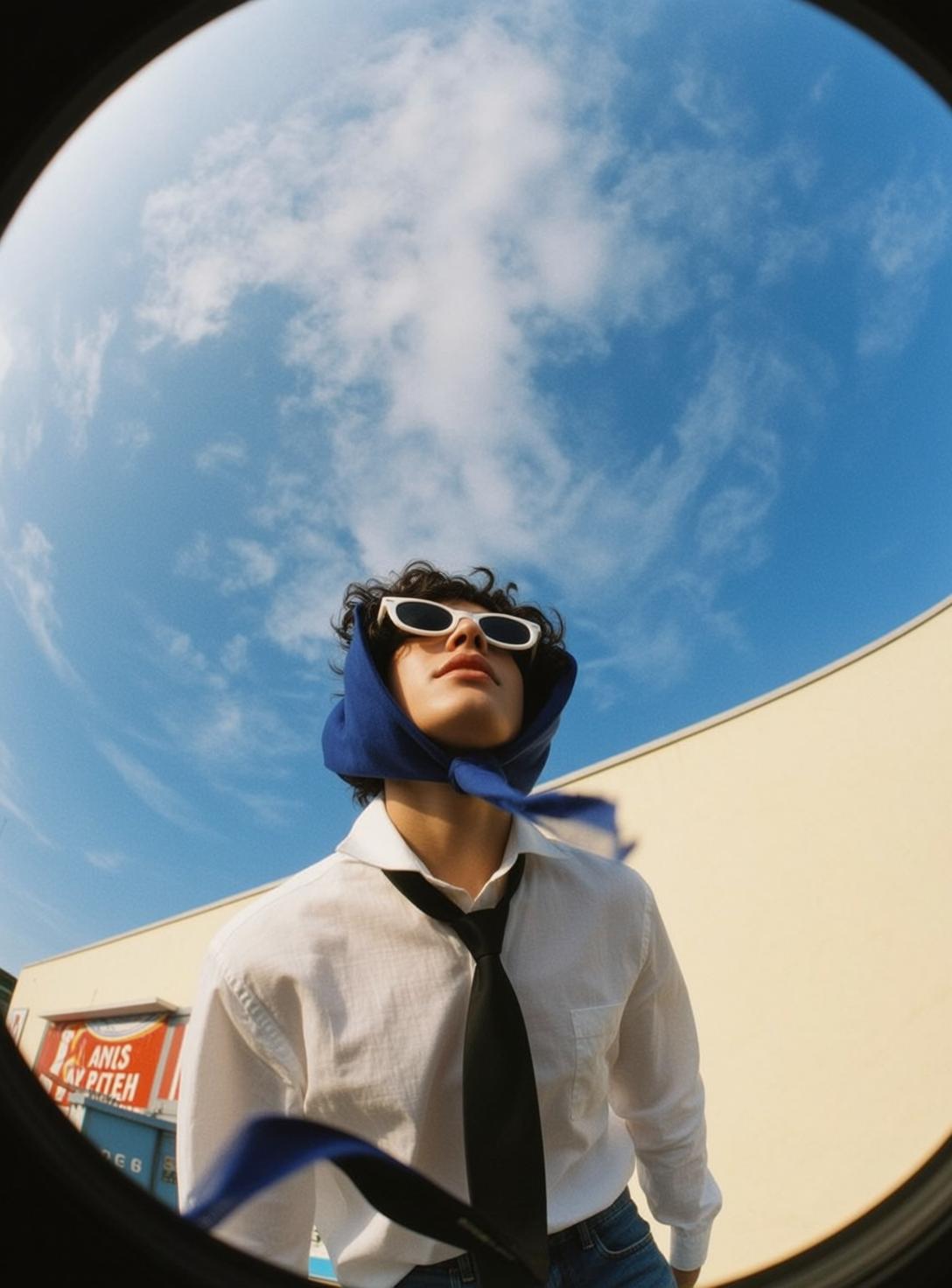 Blue Headscarf White Shirt Sky