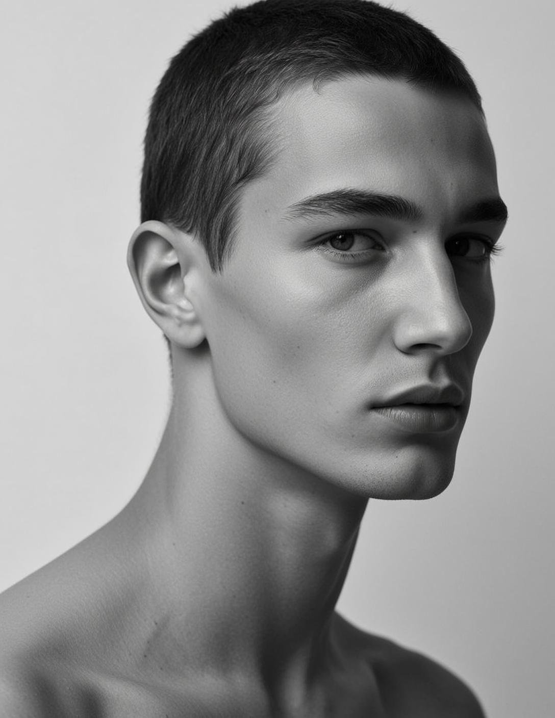 Medium Close-up Head And Shoulders Portrait Young Man With Very
