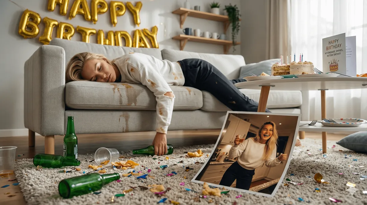 Messy Living Room Morning After Cinematic Photograph