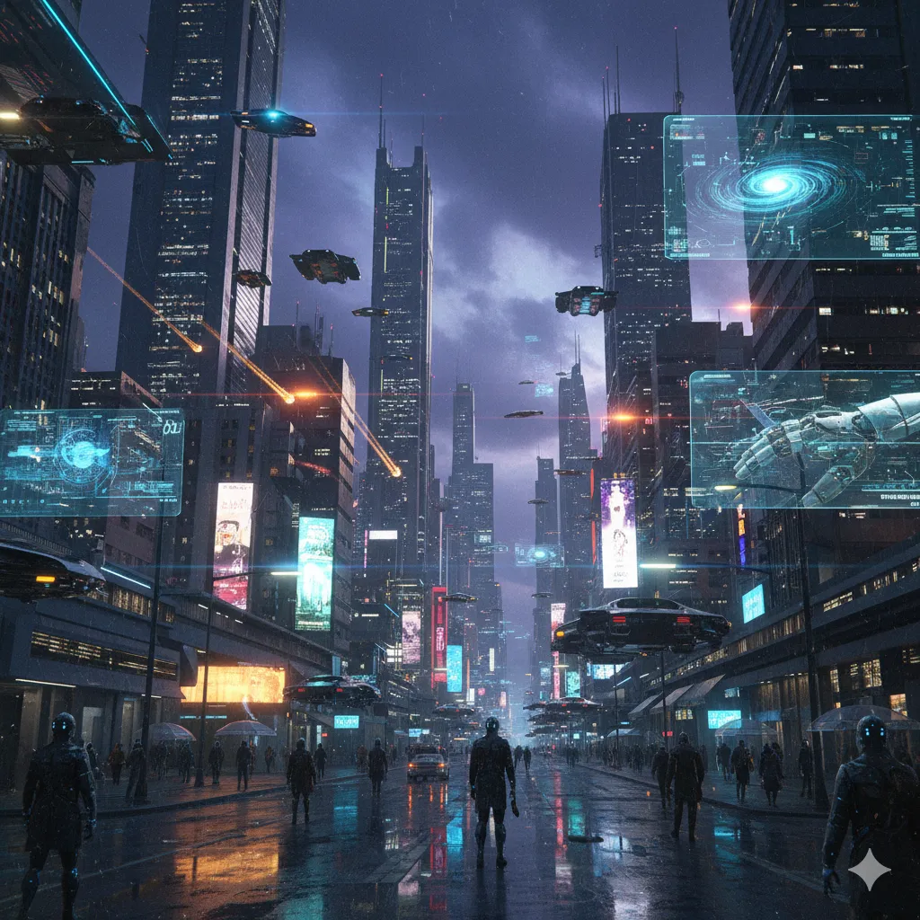 Sci Fi Cityscape At Dusk